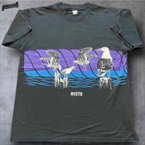 Men’s T-Shirt VINTAGE Seagulls Mystic Single Stitch XL Wraparound EUC